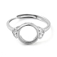 Flat Round Adjustable 925 Sterling Silver Ring Components&nbsp;STER-G042-10P-2