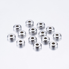 Tarnish Resistant 304 Stainless Steel Spacer Beads, Flat Round, Stainless Steel Color, 5x2mm, Hole: 1.5mm