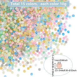 150G 15 Colors Luminous Round Glass Seed Beads&nbsp;SEED-PH0002-44