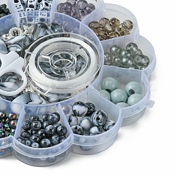 DIY Beaded Stretch Bracelet with Alloy Moon Charms Making Kits&nbsp;DIY-YW0008-87