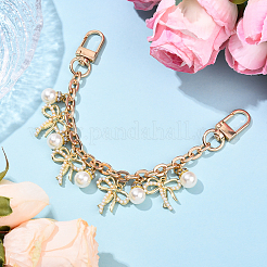 1Pcs Alloy ABS Plastic Pearl Bowknot Bag Decorative Chains&nbsp;HJEW-YW00141