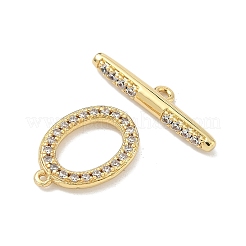 Oval Brass Micro Pave Clear Cubic Zirconia Toggle Clasps&nbsp;KK-G548-25G