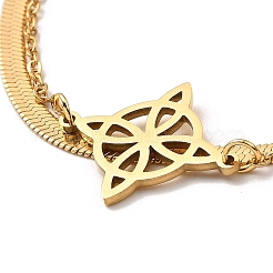 304 Stainless Steel Trinity Knot 2-Strand Square Snake Chains Bracelets for Women&nbsp;BJEW-Q335-03G
