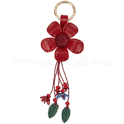 Leather and Alloy Keychain&nbsp;HJEW-WH20022-04B-11