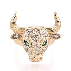 Brass Micro Pave Cubic Zirconia Cuff Open Rings&nbsp;KK-T080-33G