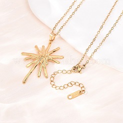 304 Stainless Steel Flower Pendant Cable Chain Necklaces for Men Women&nbsp;NJEW-K308-05G-G