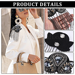 4Pcs Felt & Rhinestone & Iron Curb Chain Tassel Epaulettes&nbsp;AJEW-ME0003-24