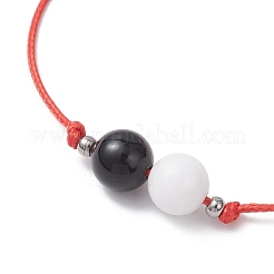 Natural Eyeless Obsidian 
& Malaysia Jade Beads with Braided Korean Waxed Polyester Cord Bracelets&nbsp;BJEW-JB12887-01