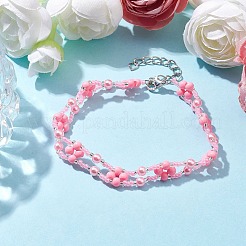 Flower Glass Seed Beaded Bracelets for Women&nbsp;BJEW-JB10267