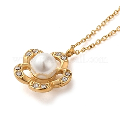 Flower PVD Vacuum Plating 304 Stainless Steel Pendant Necklaces&nbsp;NJEW-G125-09G