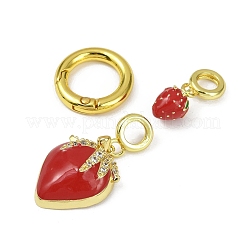 Strawberry Brass Micro Pave Clear Cubic Zirconia Spring Gate Rings&nbsp;KK-M322-10G