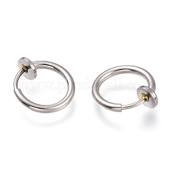 Tarnish Resistant 304 Stainless Steel Retractable Clip-on Hoop Earrings&nbsp;STAS-O135-01F