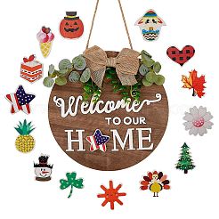 Natural MDF Board Door Hanging Decoration for Front Door Decoration&nbsp;HJEW-SZ0001-04