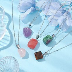 12Pcs 12 Styles Nuggets Natural & Synthetic Mixed Stone Pendant Necklace Sets&nbsp;NJEW-JN04887