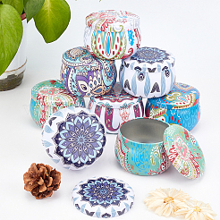 30pcs 6 Colors Printed Flower Pattern Tinplate Storage Box&nbsp;CON-BC0002-19