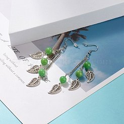 Natural Malaysia Jade Bead Dangle Earrings&nbsp;EJEW-JE04823-03