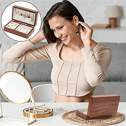 Rectangle Wooden Jewelry Organizer Magnetic Boxes&nbsp;CON-WH0112-073B