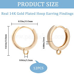6 Pairs Rack Plating Brass Hoop Earring Findings&nbsp;KK-CN0002-44
