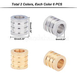 12Pcs 2 Styles Stainless Steel Textured Beads&nbsp;STAS-UN0020-79
