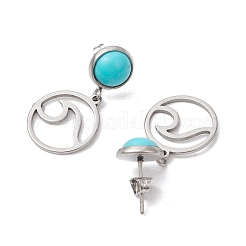 304 Stainless Steel Dangle Stud Earrings&nbsp;EJEW-JE06302-01