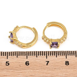 Brass Micro Pave Cubic Zirconia Hoop Earrings&nbsp;KK-Z166-12G-01