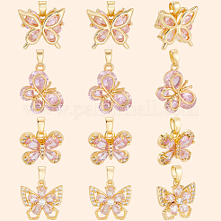 12Pcs 4 Style Brass Micro Pave Cubic Zirconia Pendants&nbsp;KK-BBC0019-53
