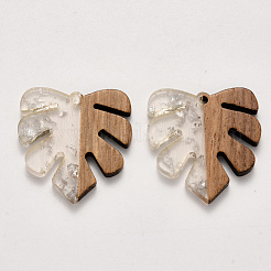 Transparent Resin & Walnut Wood Pendants&nbsp;X-RESI-S358-24-D02