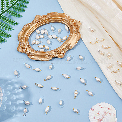 50Pcs 2 Colors Natural Pearl Rice Charms&nbsp;PALLOY-HS00010