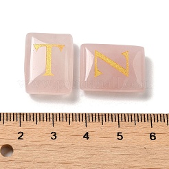 26Pcs Natural Rose Quartz Healing Rectangle with Letter A~Z Display Decorations&nbsp;G-K335-07B