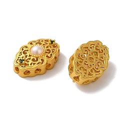 Rack Plating Hollow Brass Cubic Zirconia Beads&nbsp;KK-K381-16D-MG
