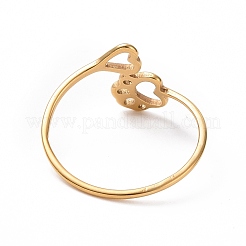 Ion Plating(IP) 201 Stainless Steel Paw Print and Heart Finger Ring&nbsp;RJEW-J051-27G