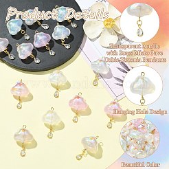 15Pcs 5 Colors Transparent Acrylic with Brass Micro Pave Cubic Zirconia Pendants&nbsp;PALLOY-CJ00190