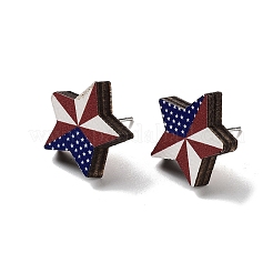 Independence Day Wood Stud Earrings&nbsp;EJEW-D108-01E