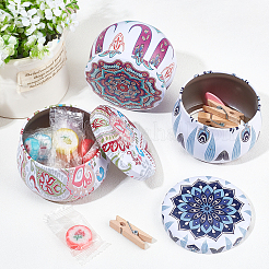 30pcs 6 Colors Printed Flower Pattern Tinplate Storage Box&nbsp;CON-BC0002-19