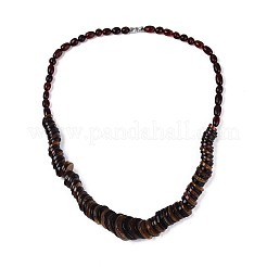 Natural Amber Disc and Rice Graduated Beaded Necklaces&nbsp;NJEW-T019-08