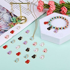 60Pcs 6 Colors Alloy Enamel Pendants&nbsp;ENAM-SZ0004-05