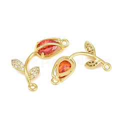 Rack Plating Brass Micro Pave Clear Cubic Zirconia Flower Connertor Charms&nbsp;KK-Z043-03G