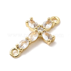 Brass Pave Clear Cubic Zirconia Connector Charms&nbsp;KK-H529-39A-G