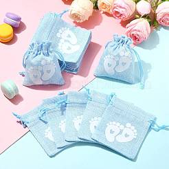 Baby Footprint Polyester Drawstring Bags&nbsp;ABAG-FZC0001-01A