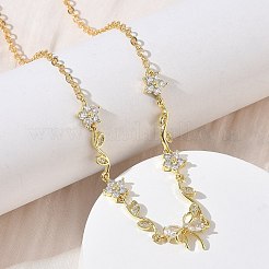Brass Pave Cubic Zirconia Flower Pendant Necklaces&nbsp;NJEW-C121-04E-G