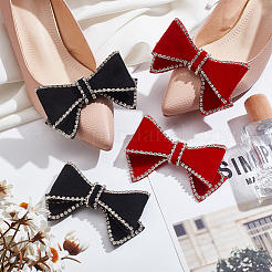 4Pcs 2 Colors Rhinestone & Polyester & Iron Shoe Decorations&nbsp;DIY-WR0004-10