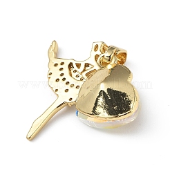 Real 18K Gold Plated Rack Plating Brass Micro Pave Clear Cubic Zirconia Pendants&nbsp;KK-C015-15G-04