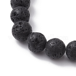 8mm Round Natural Lava Rock Stretch Bracelets&nbsp;BJEW-JB10242