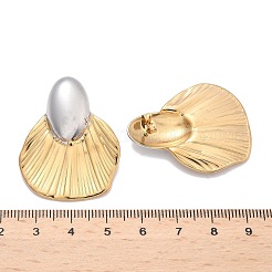 304 Stainless Steel Two Tone Fan Stud Earrings&nbsp;EJEW-C142-16PG