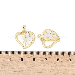 Brass Pave Natural White Shell Pendants&nbsp;KK-R213-02G-03
