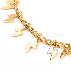 Lightning Bolt Brass Charm Bracelets&nbsp;BJEW-JB06650-01
