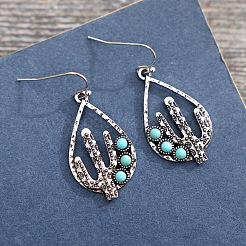 Alloy Synthetic Turquoise Dangle Earrings&nbsp;FS-WG8D1E3-01