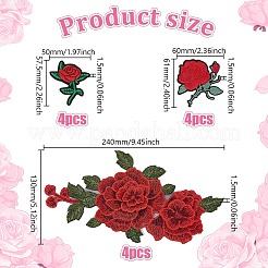 12Pcs 3 Styles Flower Embroidery Polyester Cloth Iron On Patches&nbsp;PATC-GA0001-52