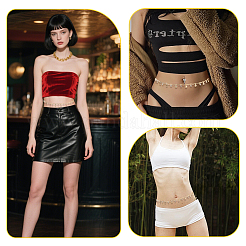 Ocean Iron Glass Rhinestone Shell Shape Tassel Waist Belly Body Chains for Women&nbsp;AJEW-WH20019-86