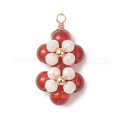 4Pcs 4 Styles Natural Amethyst & Tiger Eye & Lapis Lazuli & Carnelian Copper Wire Wrapped Pendants&nbsp;PALLOY-TA00355